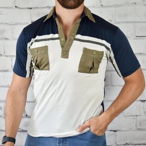 Vintage David Taylor Colorblock Cargo Pocket Dad Polo Style Shirt